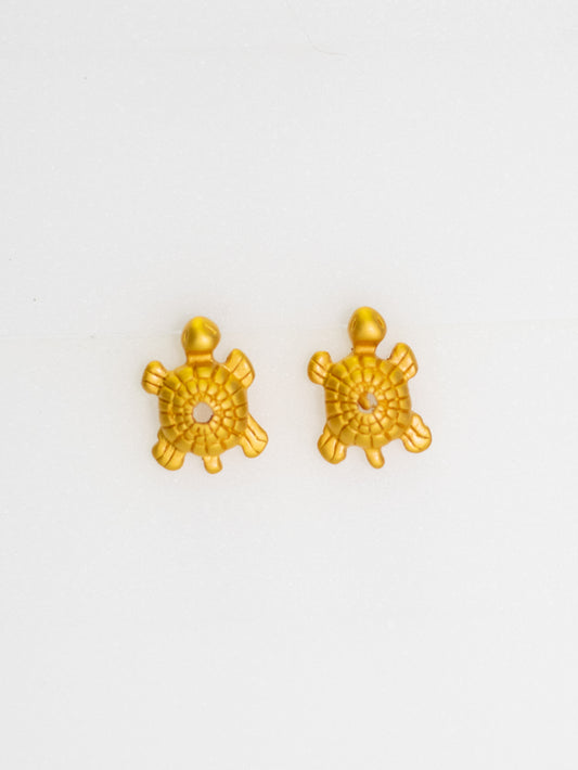 24K Gold Plated Pre-Columbian Muisca Turtle Shaped Earrings.