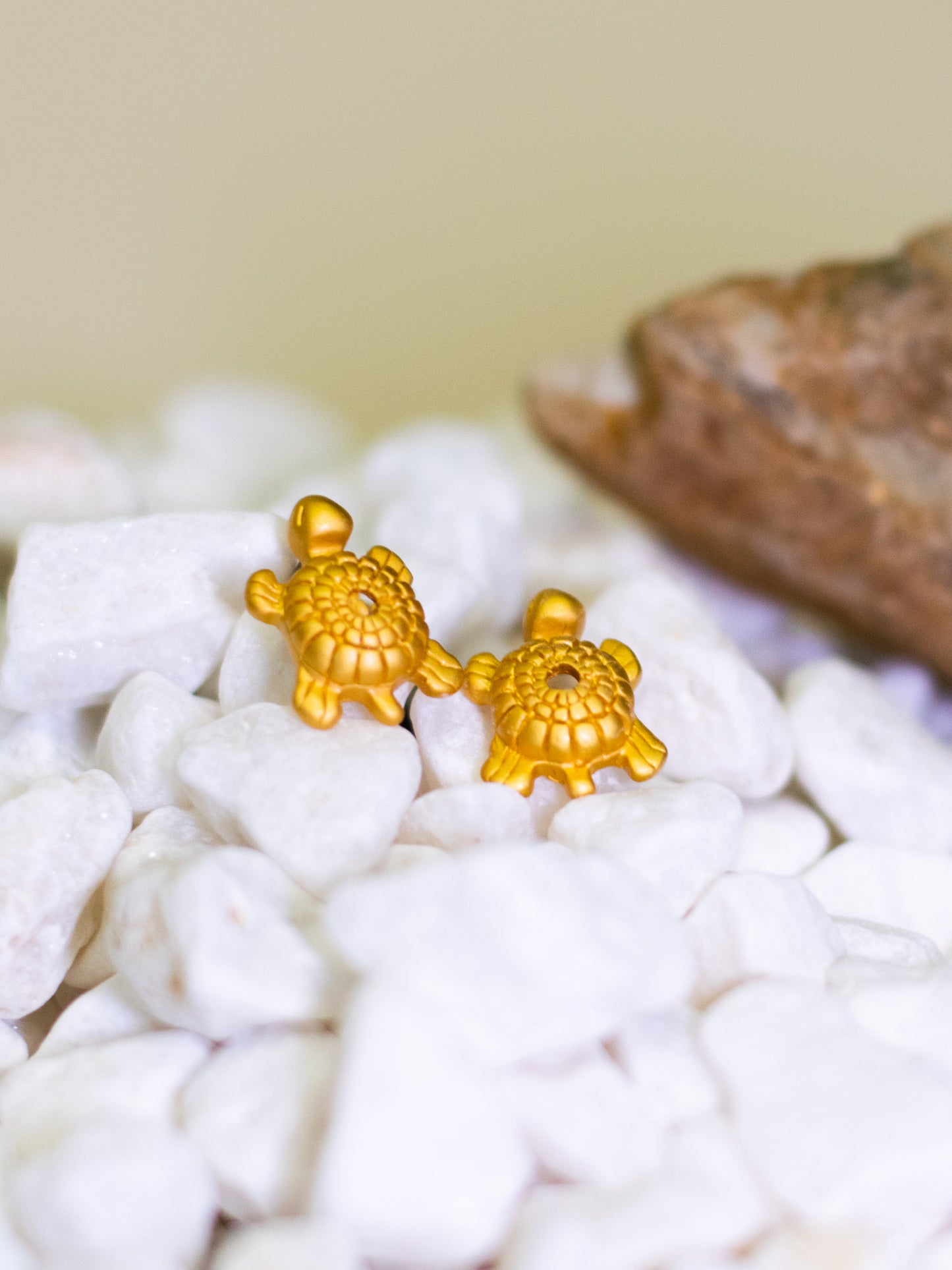 24K Gold Plated Pre-Columbian Muisca Turtle Shaped Earrings.
