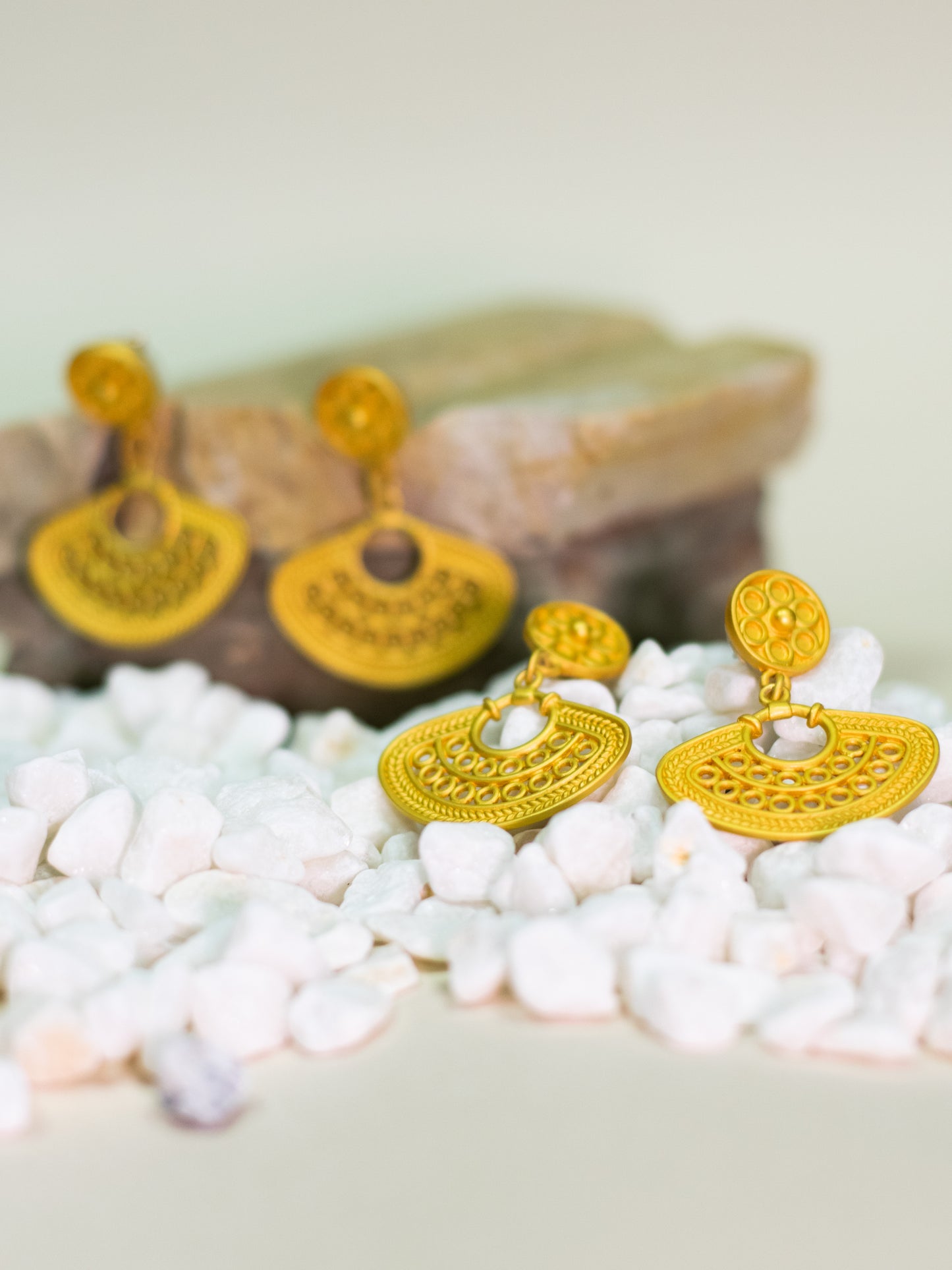 24K Gold Plated Pre-Columbian Muisca Nariguera Earrings.