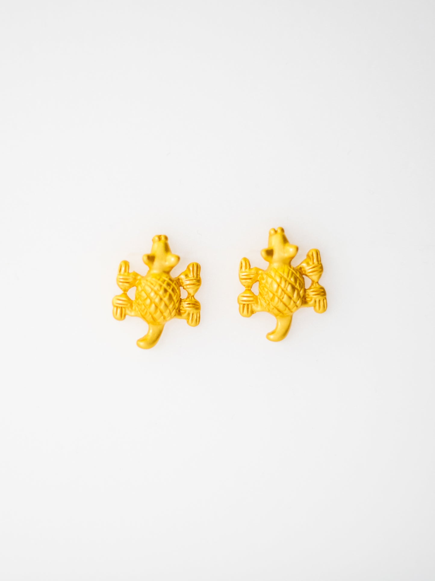 24K Gold Plated Pre-Columbian Muisca Armadillo Shaped Earrings.