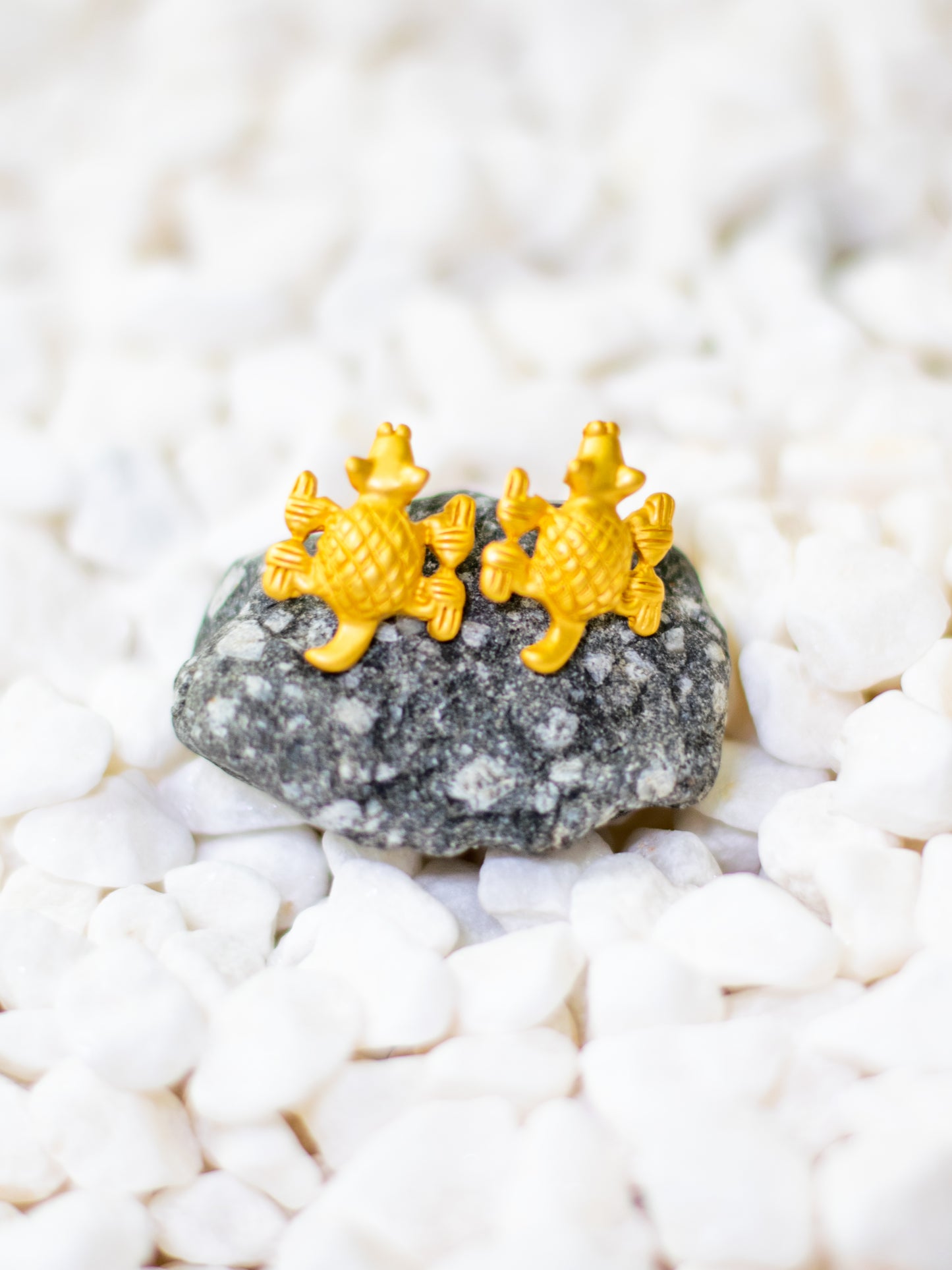 24K Gold Plated Pre-Columbian Muisca Armadillo Shaped Earrings.