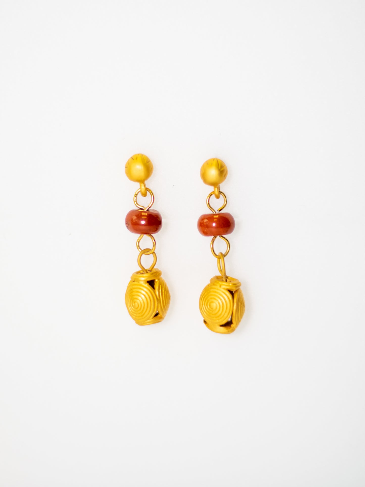 24K Gold Plated Pre-Columbian Muisca Drop Earrings.