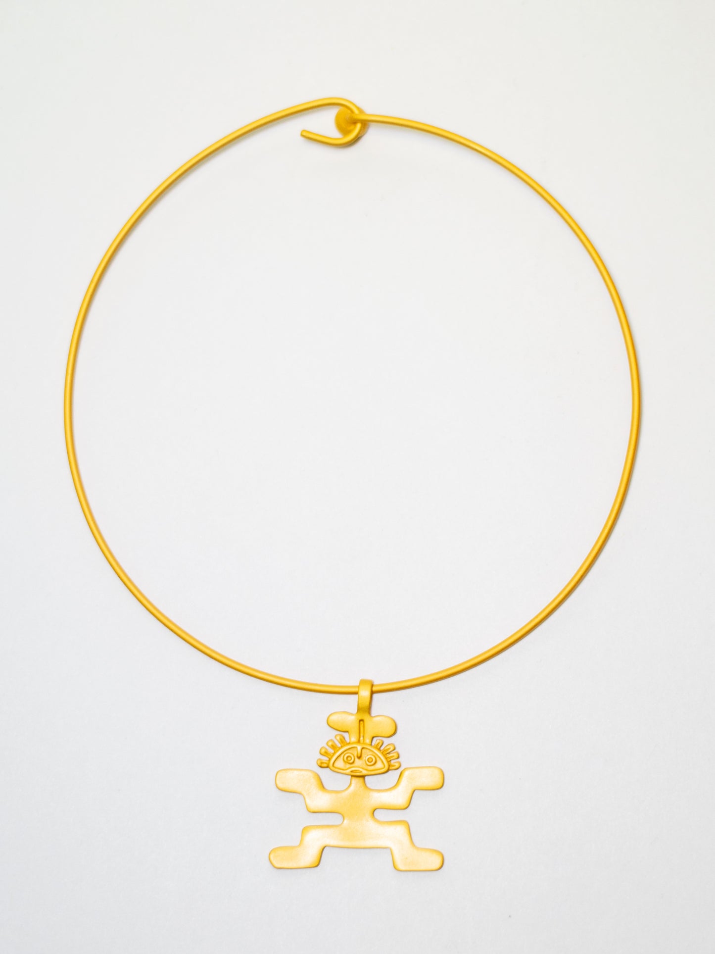 24K Gold Plated Pre-Columbian Muisca Anthropomorphic Charm Necklace.