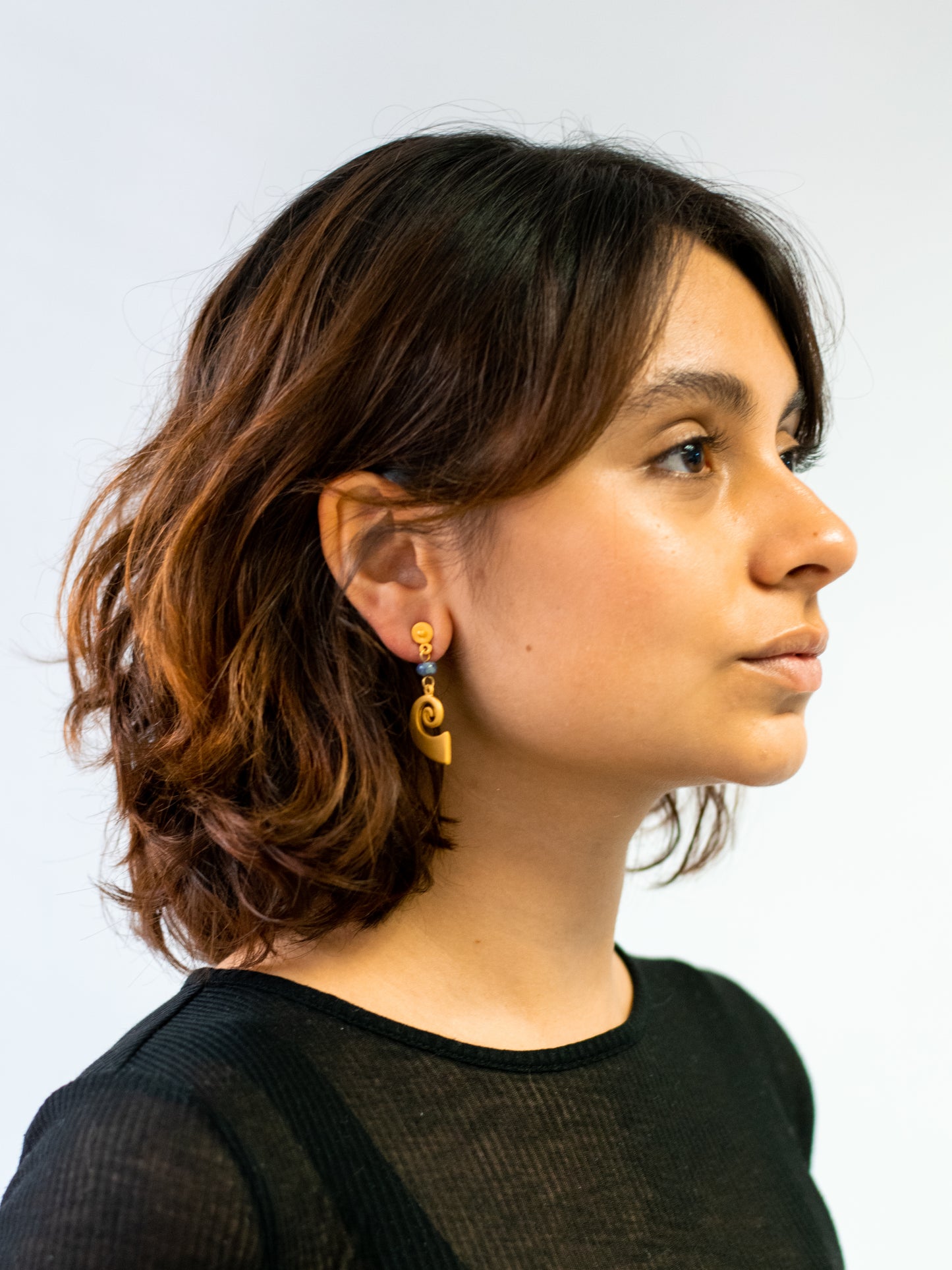 24K Gold Plated Pre-Columbian Muisca Spiral Earrings.