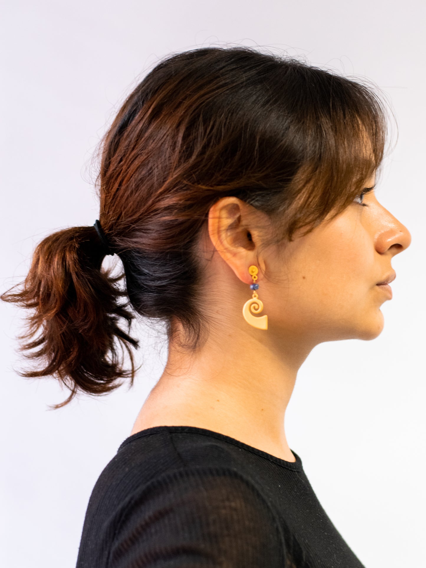 24K Gold Plated Pre-Columbian Muisca Spiral Earrings.