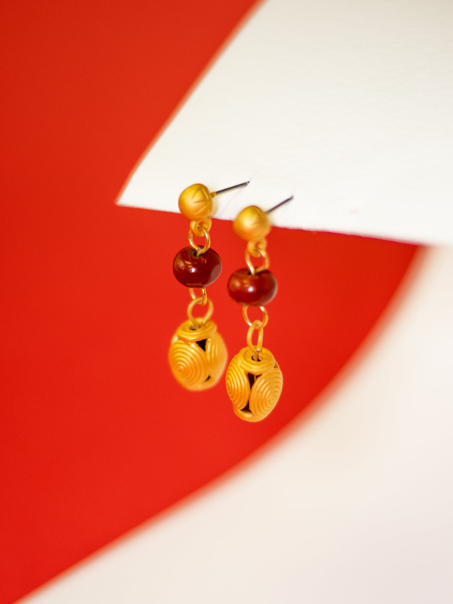 24K Gold Plated Pre-Columbian Muisca Drop Earrings.