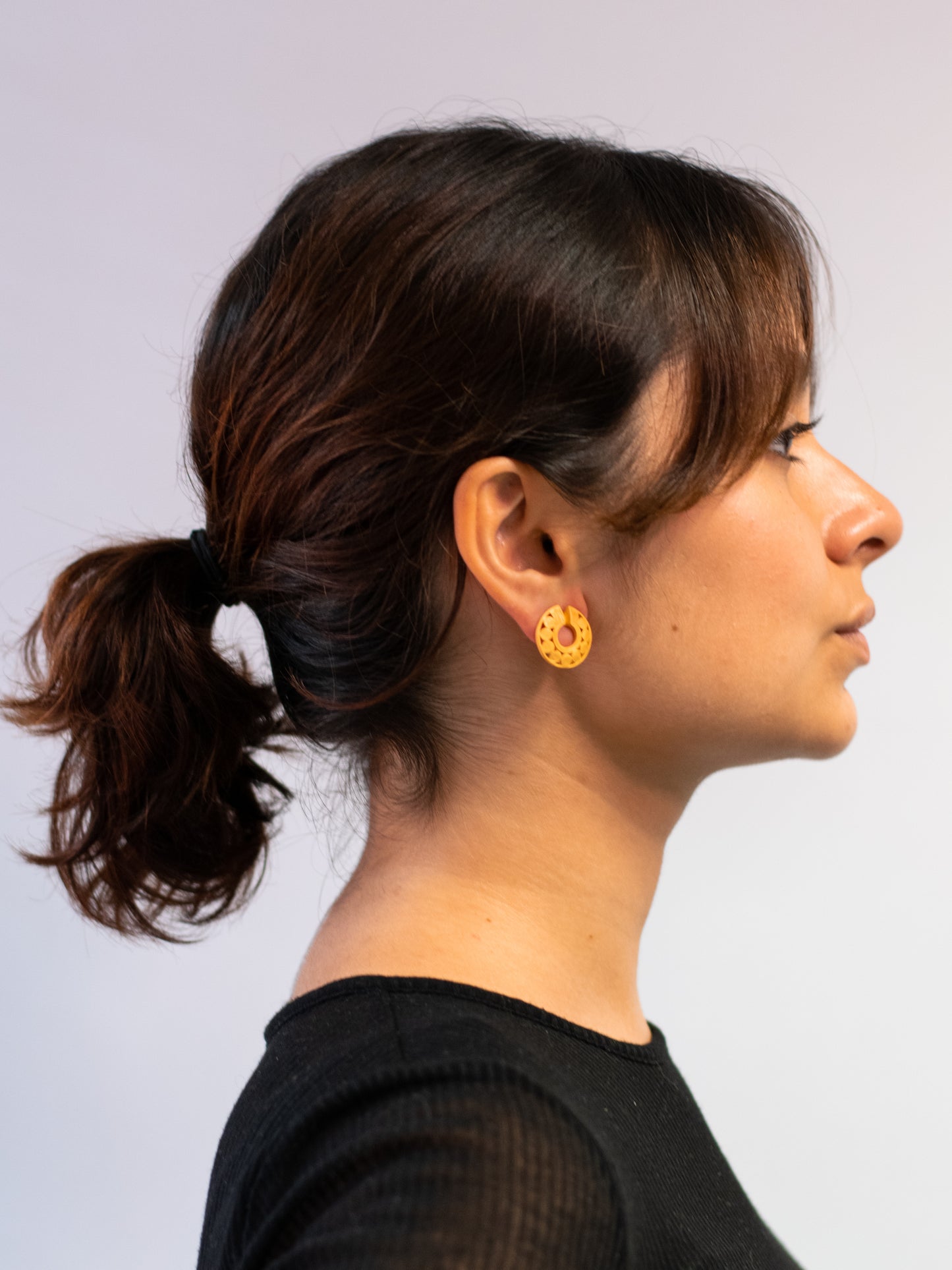 24K Gold Plated Pre-Columbian Muisca Nine Snails Nariguera Earrings.