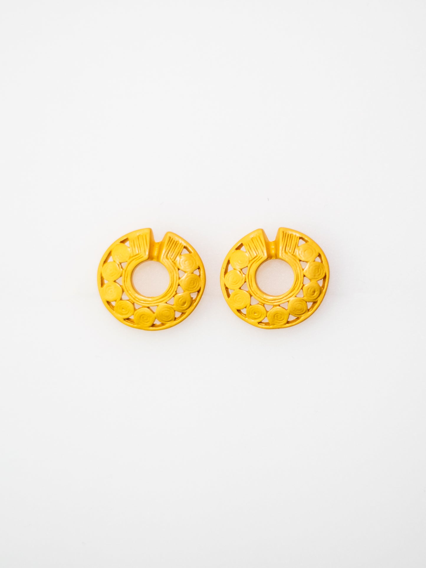24K Gold Plated Pre-Columbian Muisca Nine Snails Nariguera Earrings.