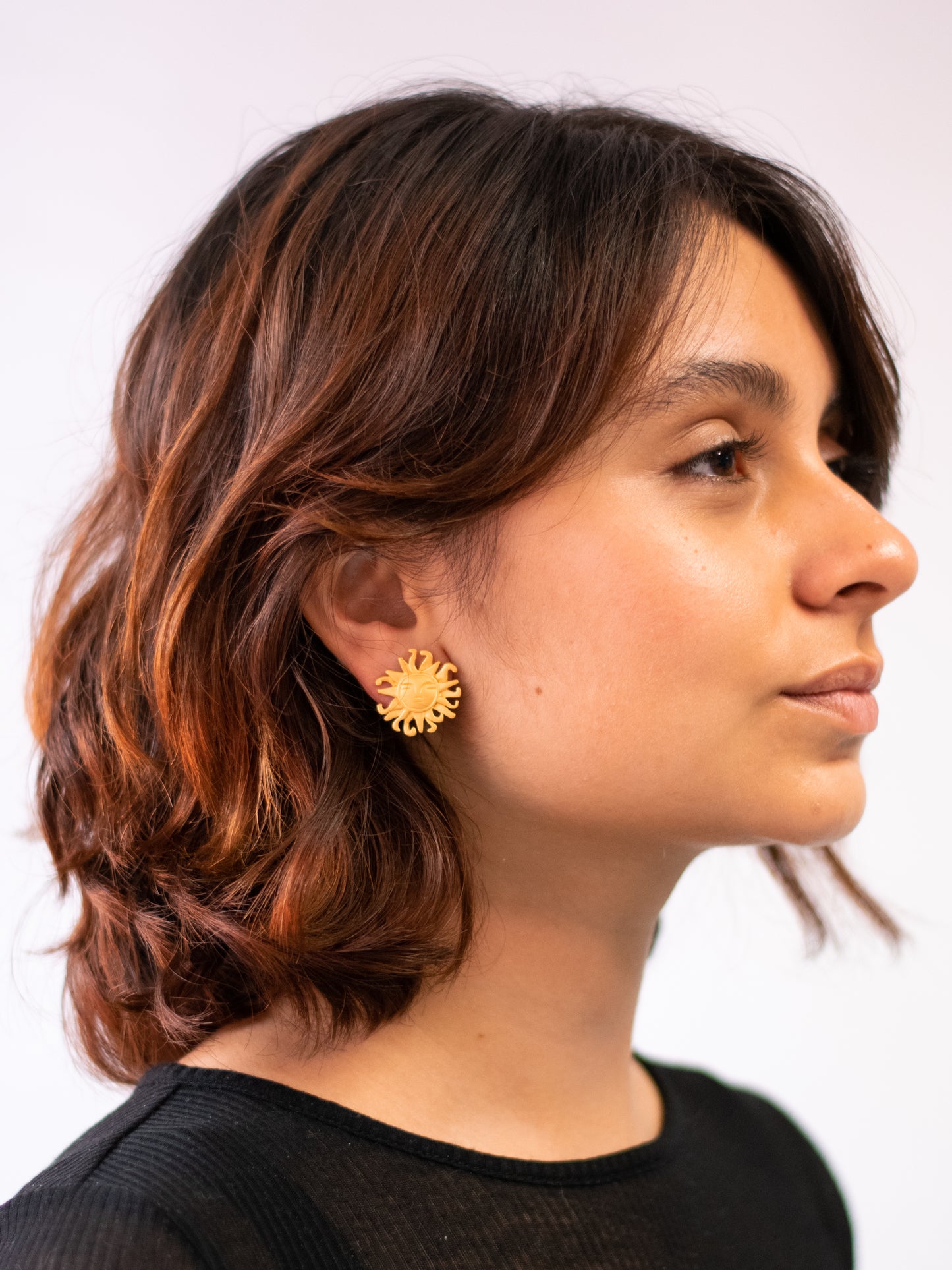 24K Gold Plated Pre-Columbian Muisca Sun Earrings.