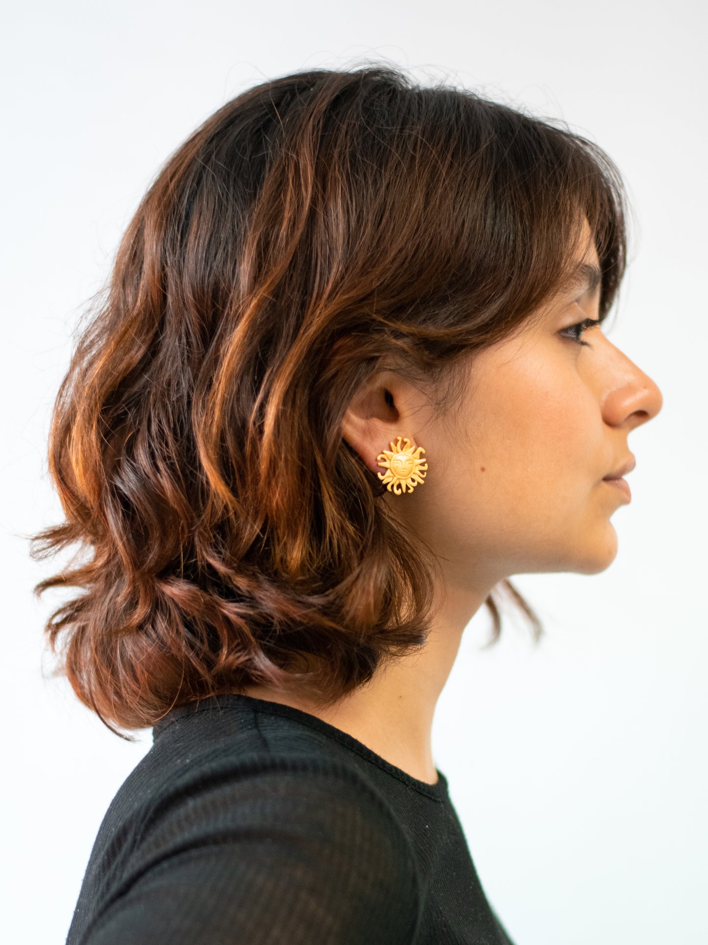 24K Gold Plated Pre-Columbian Muisca Sun Earrings.