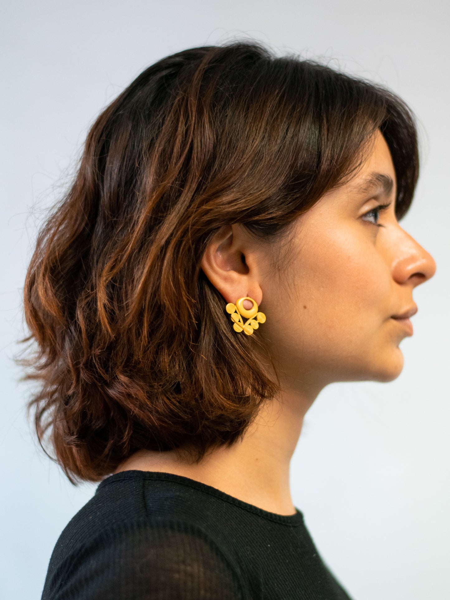 24K Gold Plated Pre-Columbian Muisca Pattern Pendant Earrings.