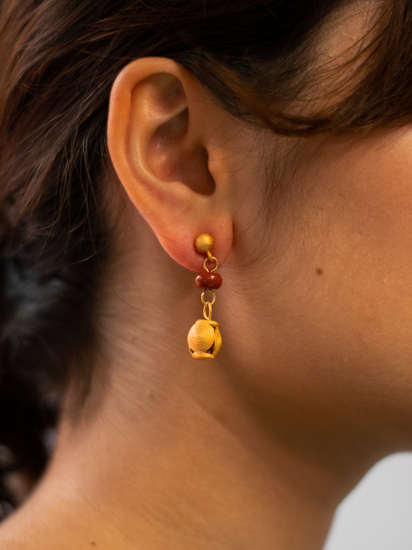 24K Gold Plated Pre-Columbian Muisca Drop Earrings.