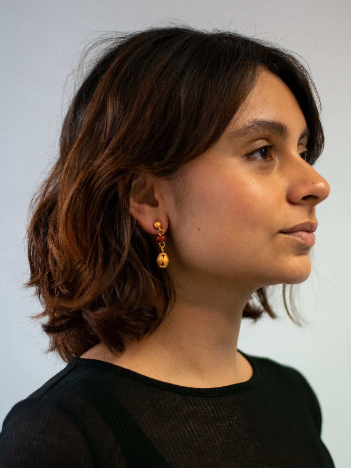 24K Gold Plated Pre-Columbian Muisca Drop Earrings.