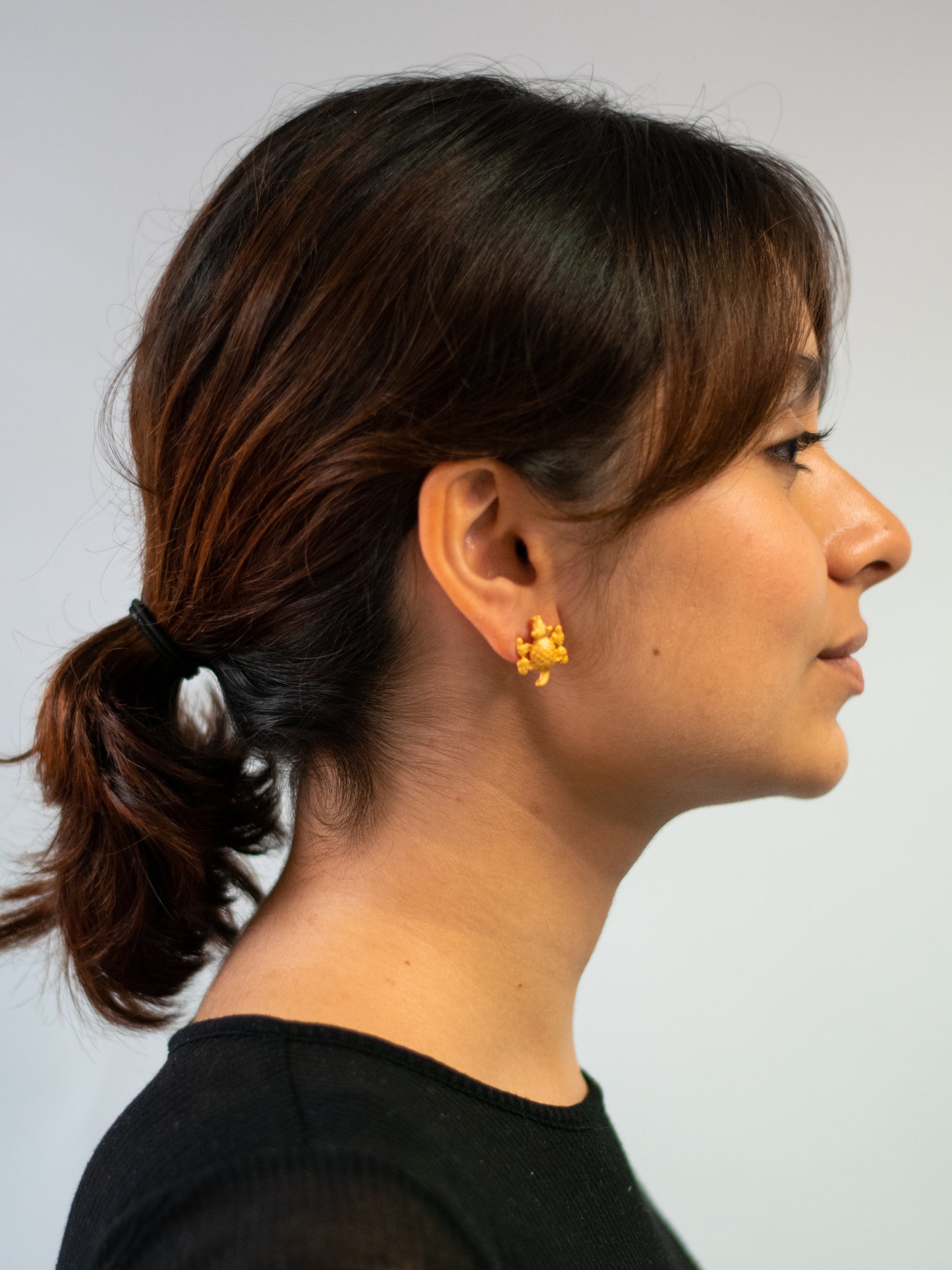 24K Gold Plated Pre-Columbian Muisca Armadillo Shaped Earrings.