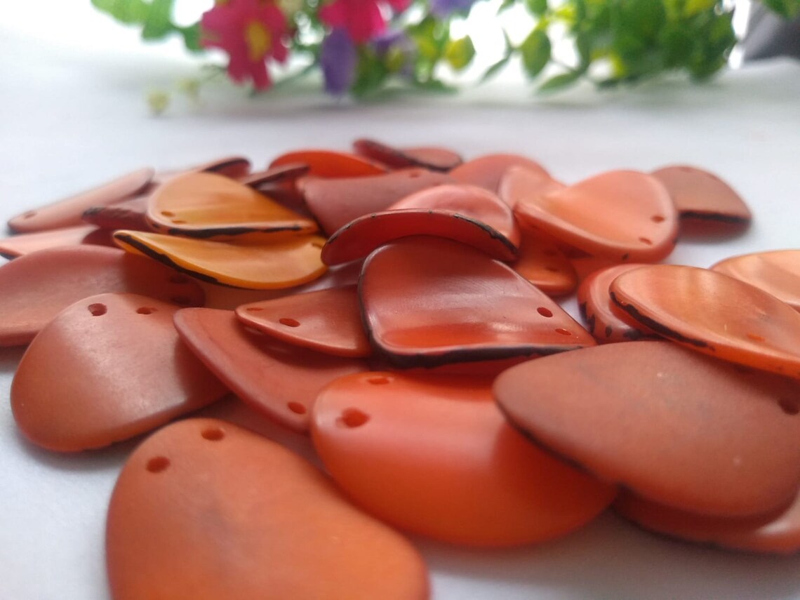 Tagua Chip Slices Beads. 20 Pieces in Multiple Colors.