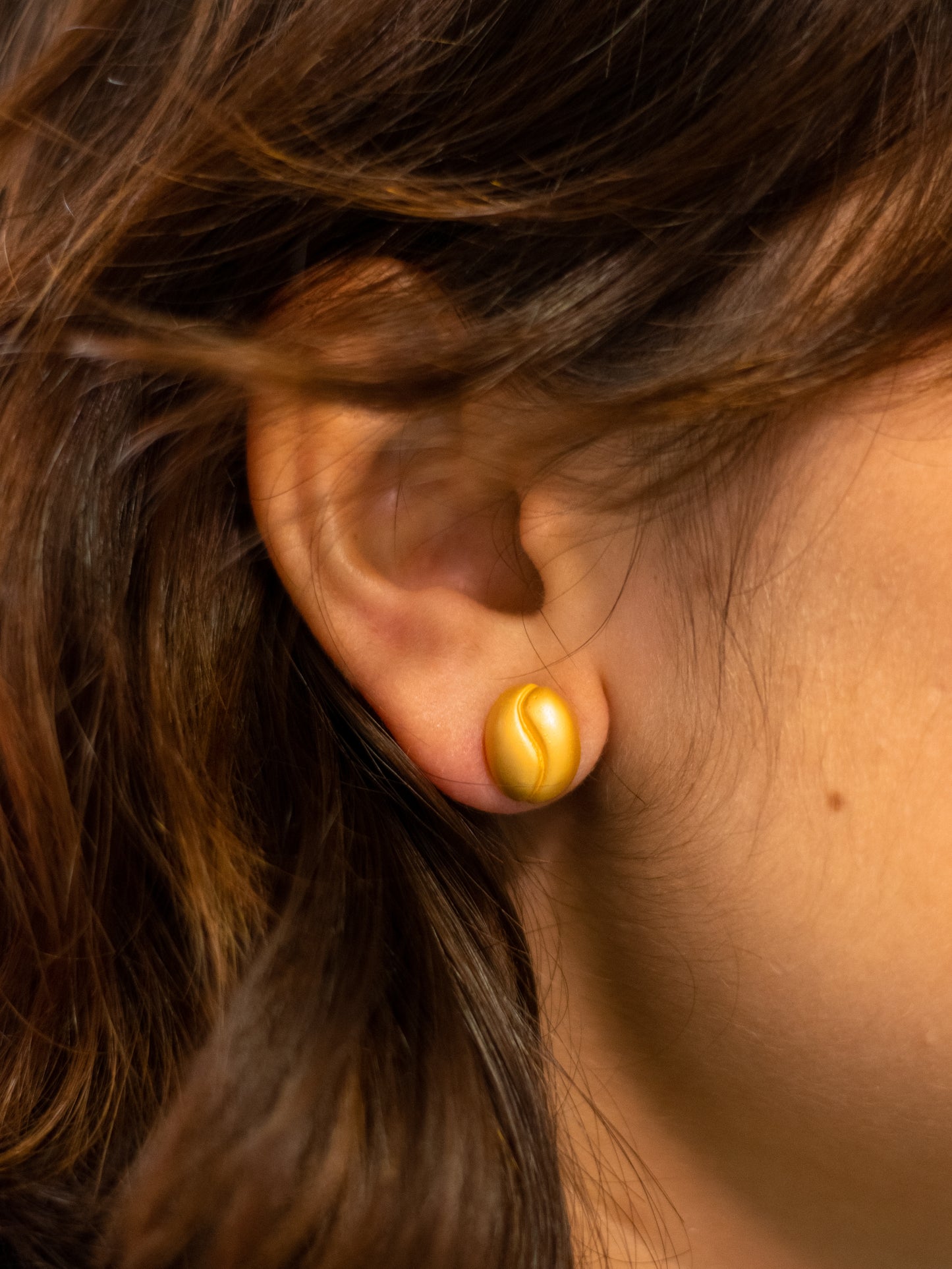 24K Gold Plated Pre-Columbian Muisca Coffee Bean Earrings.