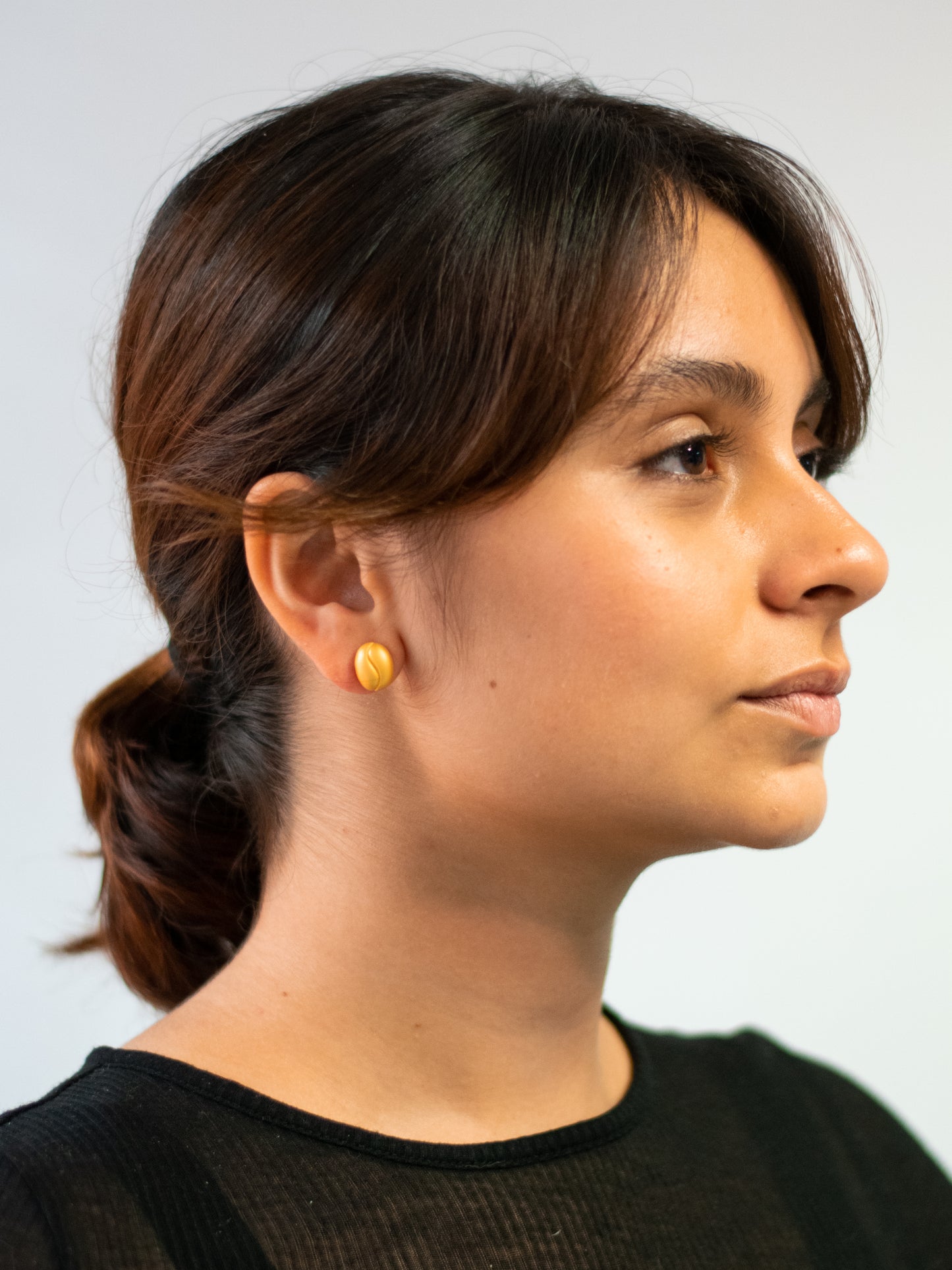 24K Gold Plated Pre-Columbian Muisca Coffee Bean Earrings.
