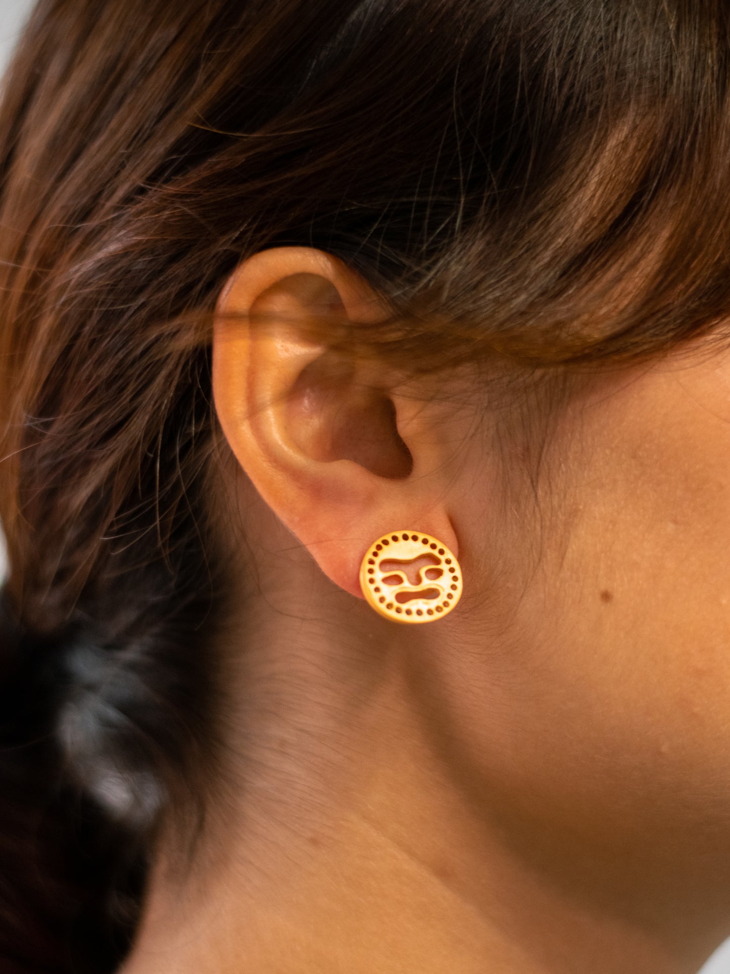 24K Gold Plated Pre-Columbian Muisca Mask Earrings.