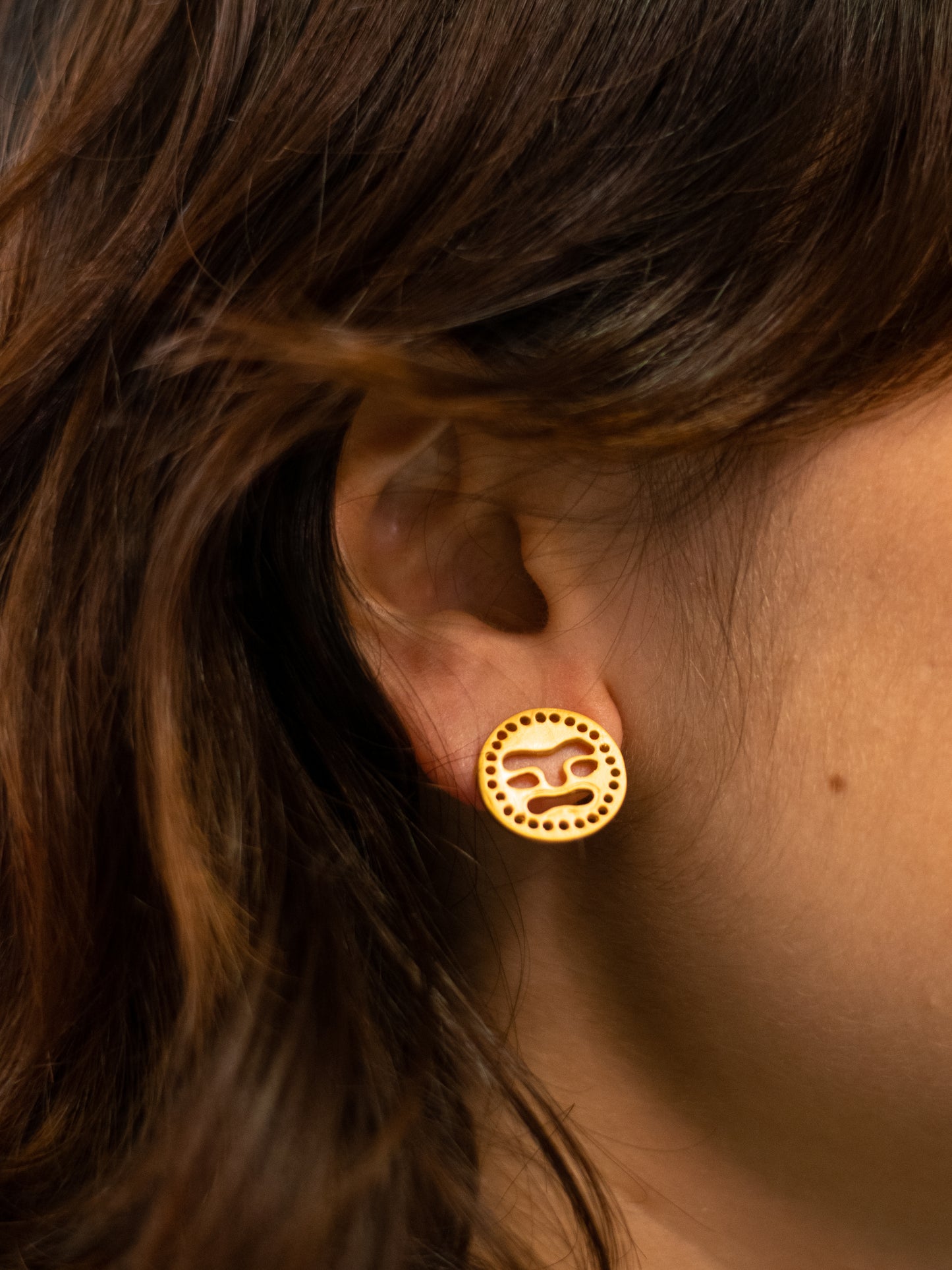 24K Gold Plated Pre-Columbian Muisca Mask Earrings.