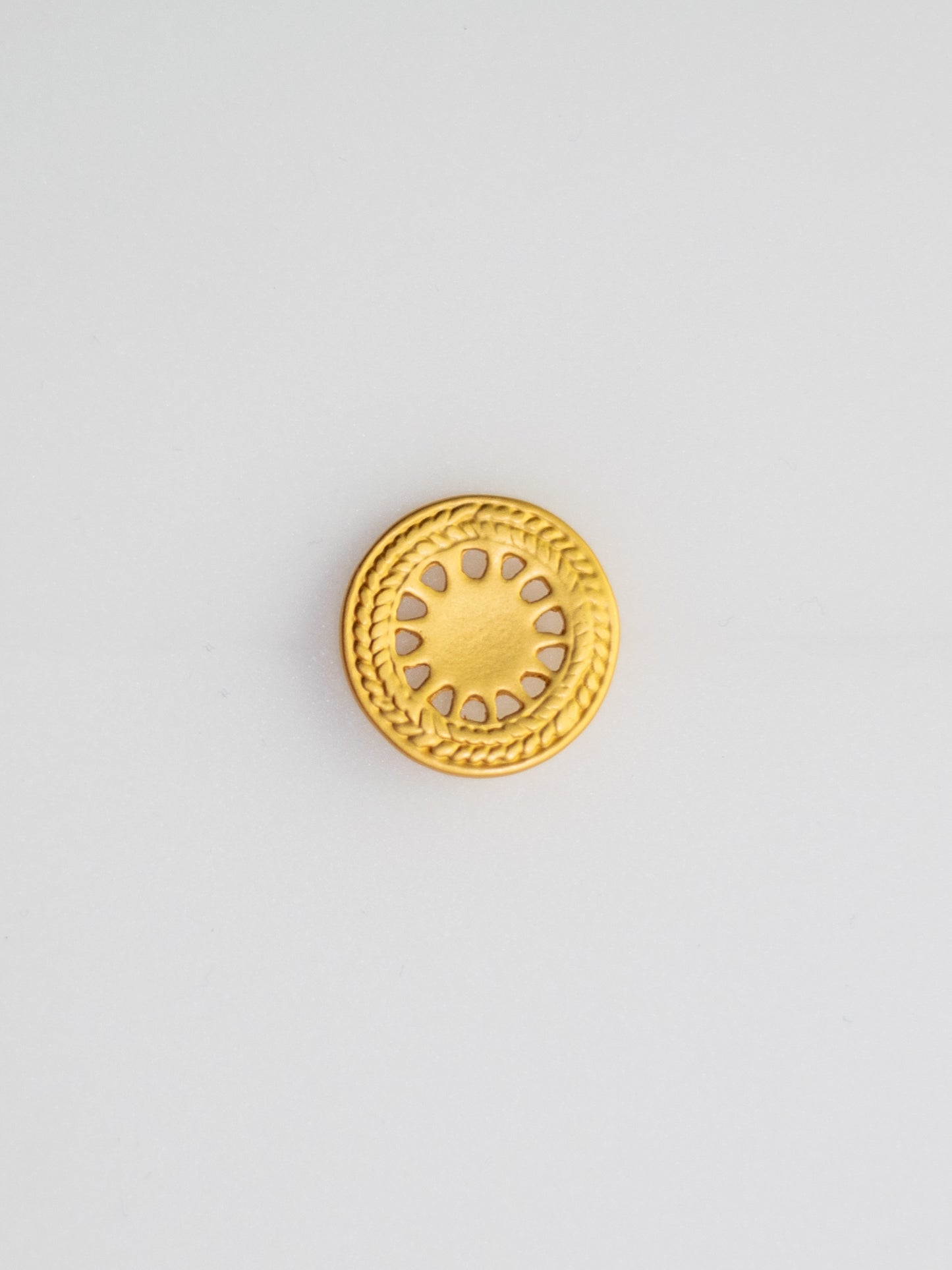 24K Gold Plated Pre-Columbian Muisca Pattern Round Earrings.