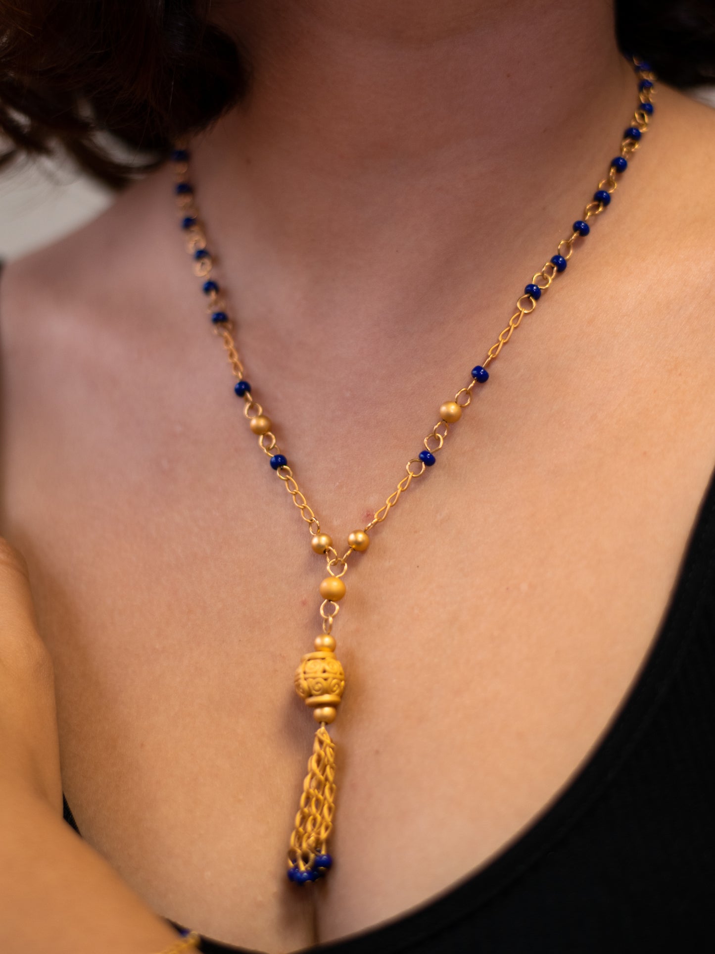 24K Gold Plated Pre-Columbian Muisca Golden and Blue Jewelry Set.