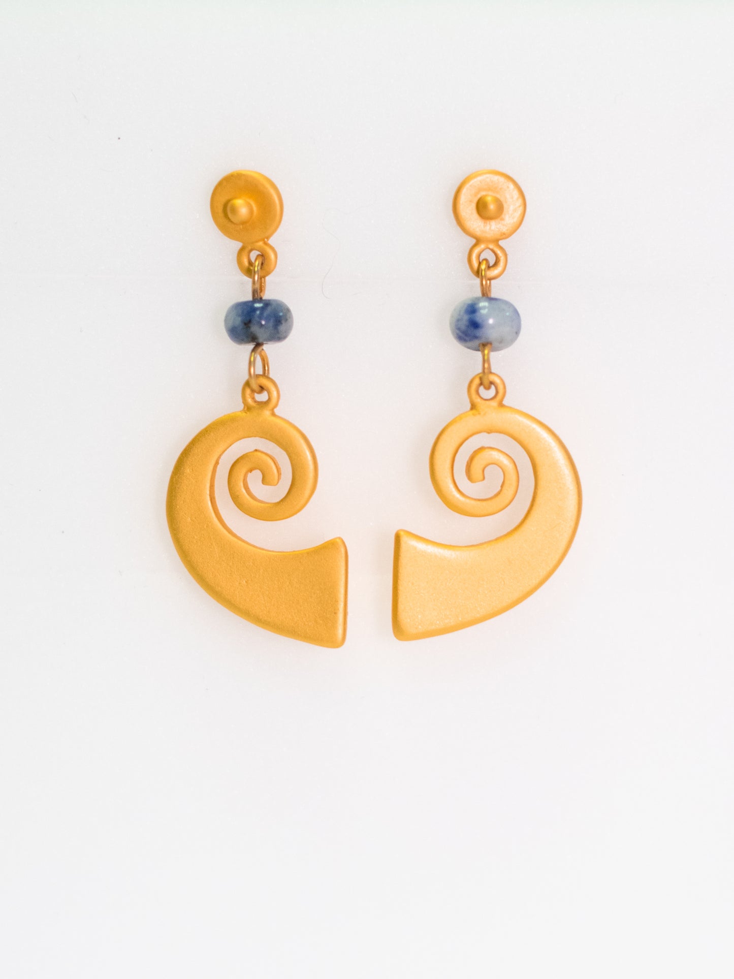 24K Gold Plated Pre-Columbian Muisca Spiral Earrings.