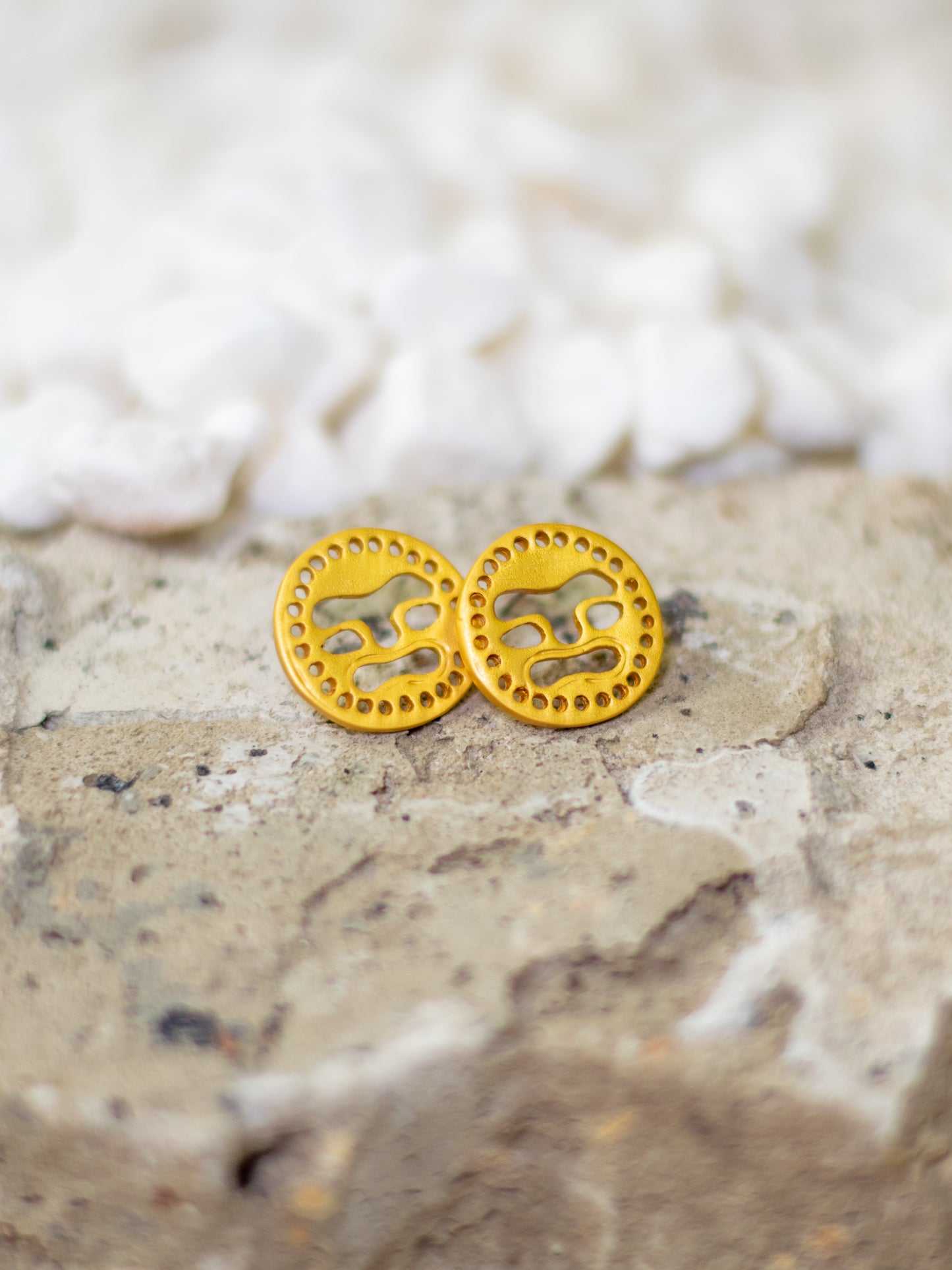 24K Gold Plated Pre-Columbian Muisca Mask Earrings.