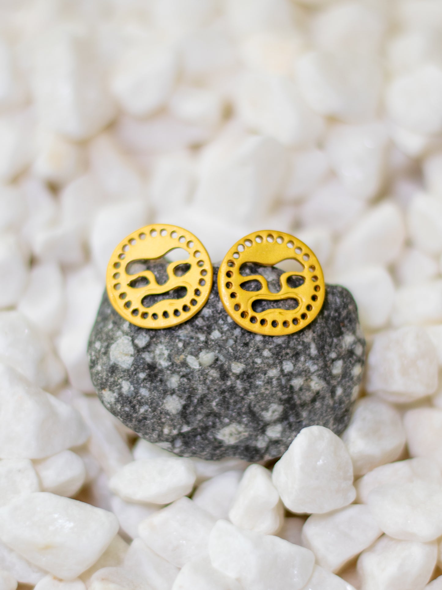 24K Gold Plated Pre-Columbian Muisca Mask Earrings.