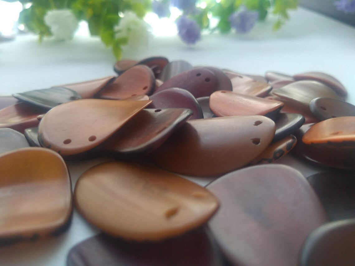 Tagua Chip Slices Beads. 20 Pieces in Multiple Colors.