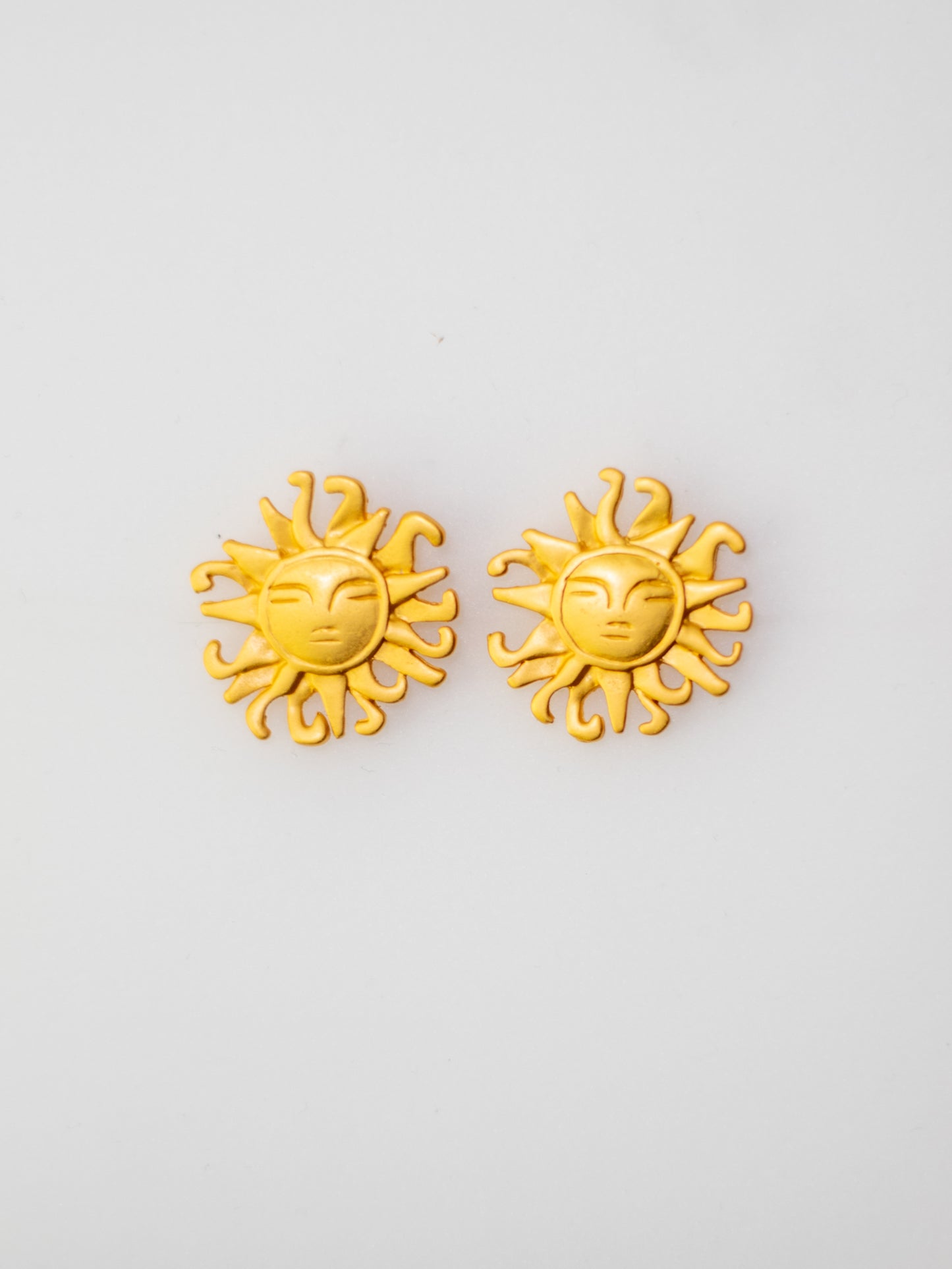 24K Gold Plated Pre-Columbian Muisca Sun Earrings.