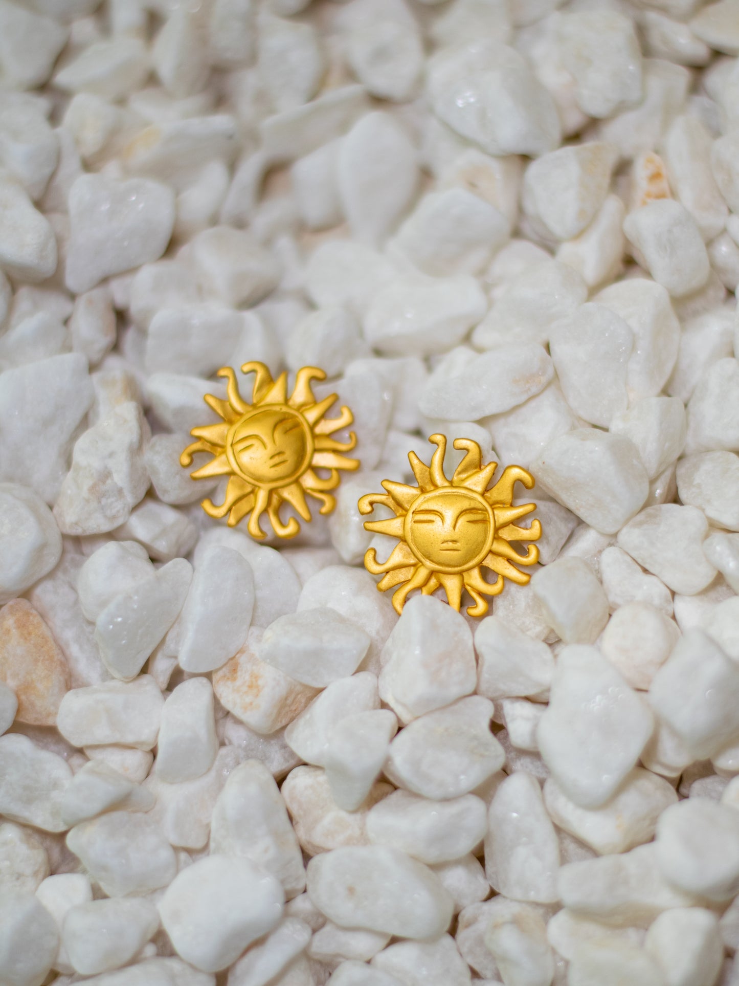 24K Gold Plated Pre-Columbian Muisca Sun Earrings.