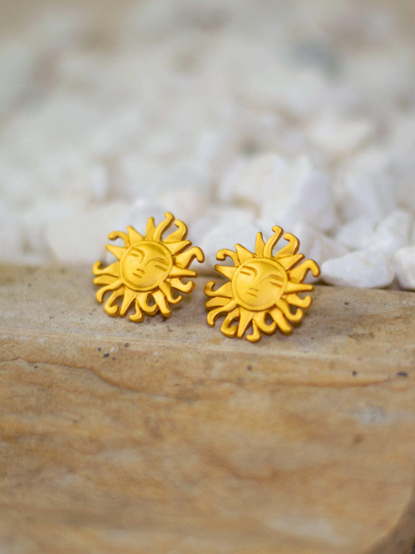 24K Gold Plated Pre-Columbian Muisca Sun Earrings.