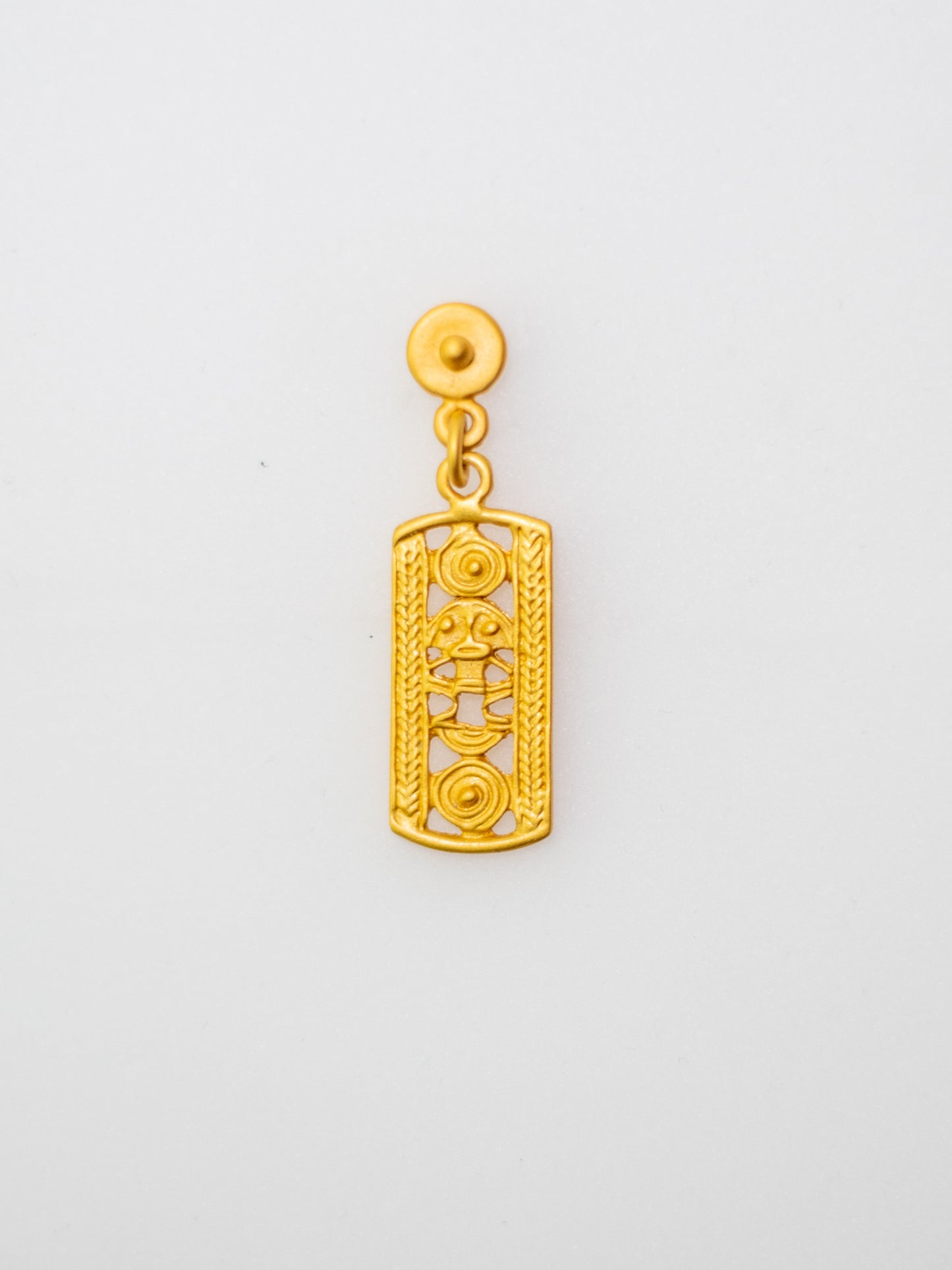 24K Gold Plated Pre-Columbian Muisca Indigenous Symbol Earrings.
