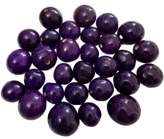 Natural Beads |Bombona Seed Beads| 30 Bombona Balls from Colombia. Purple Bombona Seeds. It’s Punctured Straight Through. TBPurple01