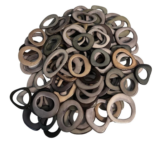 Tagua Hoop Beads. 20 Beige, Light Gray and Dark Gray Pieces.