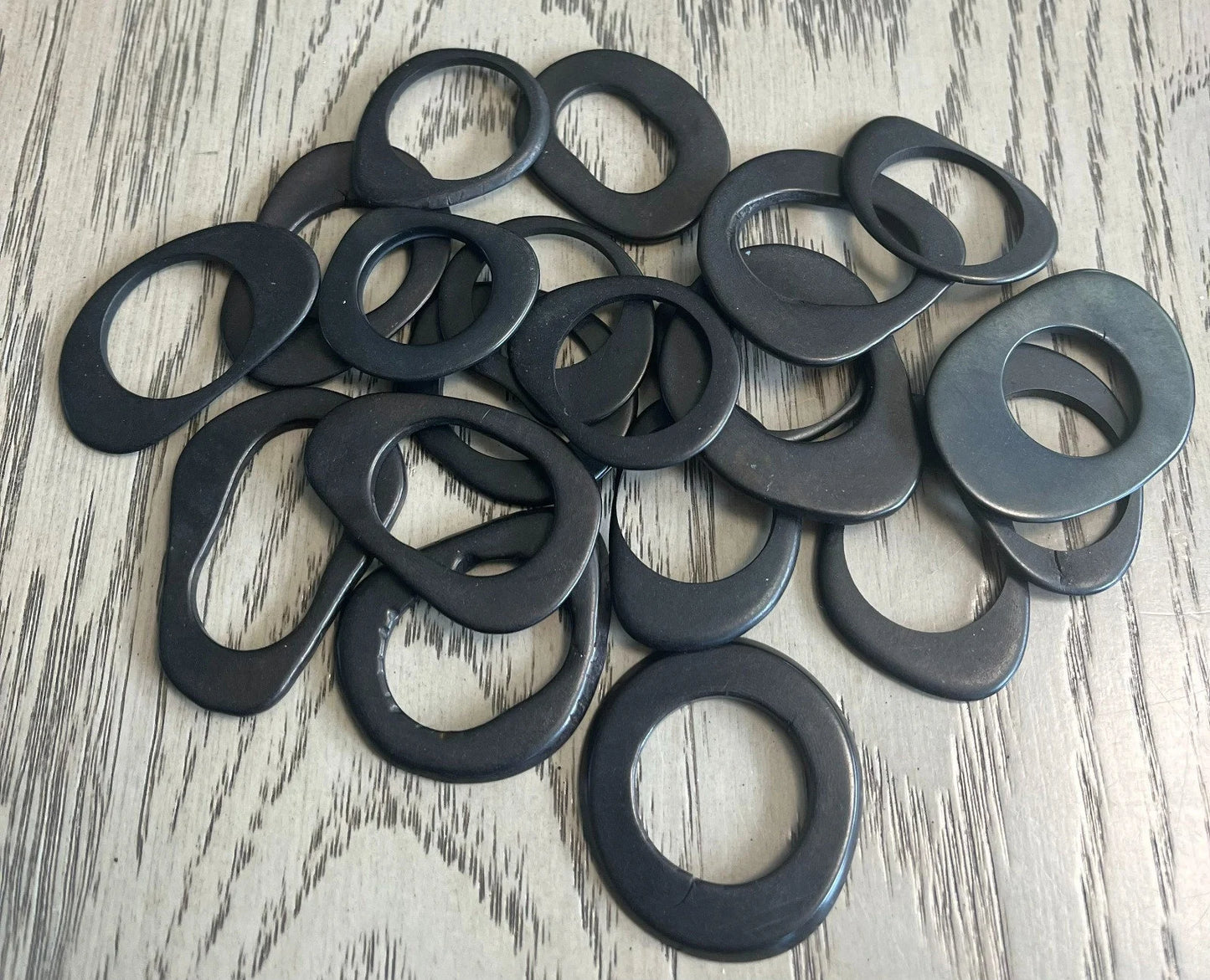 Tagua Hoop Beads. 20 Black Pieces.