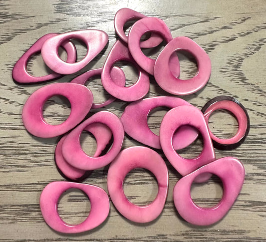 Tagua Hoop Beads. 20 Light Pink Pieces.
