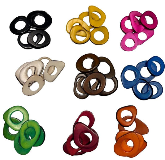 Tagua Hoop Beads. 45 Undrilled Multicolor Pieces.