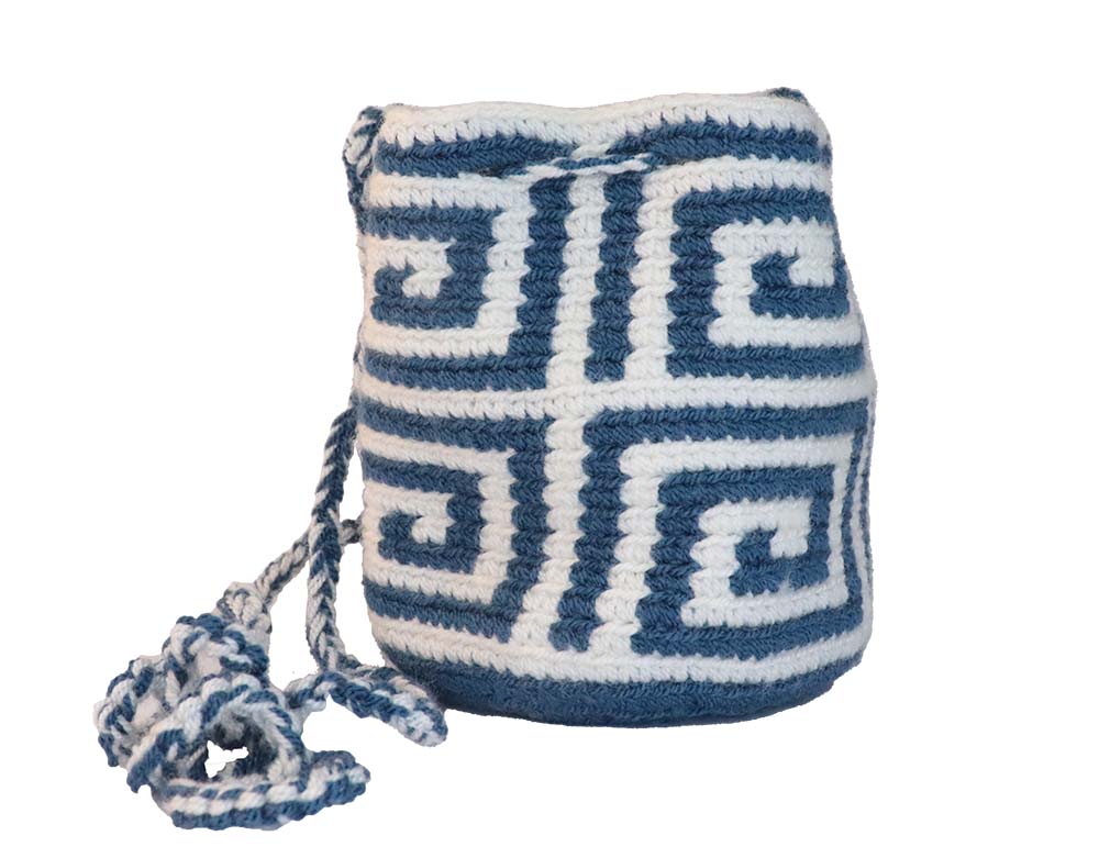Wayuu Weaved Blue and White Mini Bag.