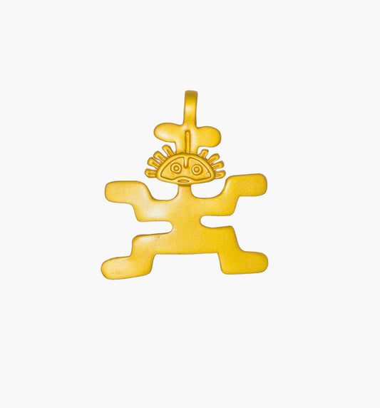 24K Gold Plated Pre-Columbian Muisca Jaguar Man Charm.