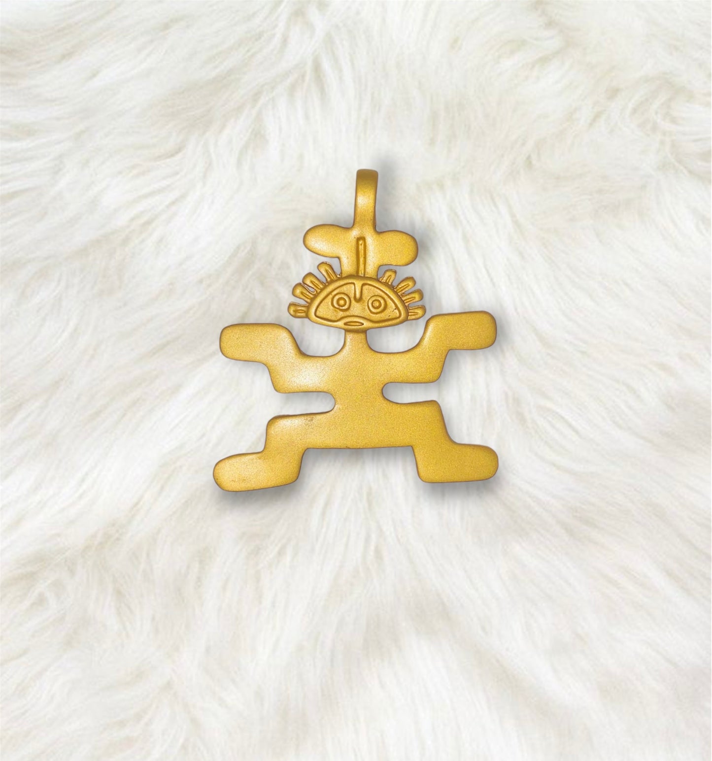 24K Gold Plated Pre-Columbian Muisca Jaguar Man Charm.