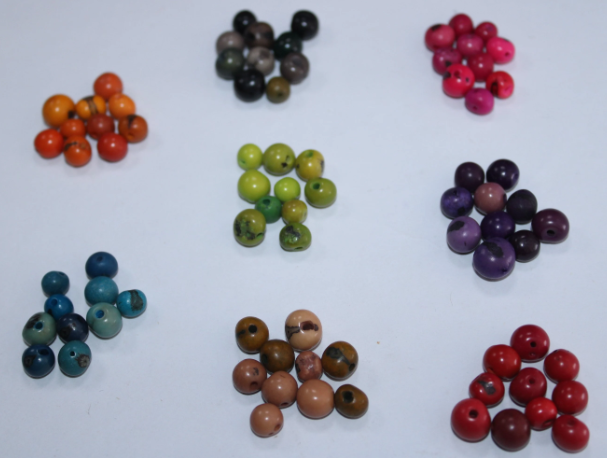 Multicolored Acai Seed Beads from the Amazonian Palm. Size: 6x6mm. Hole Size 1mm Approx 8 Colors Pack of 200 Beads. TAMulticolored01