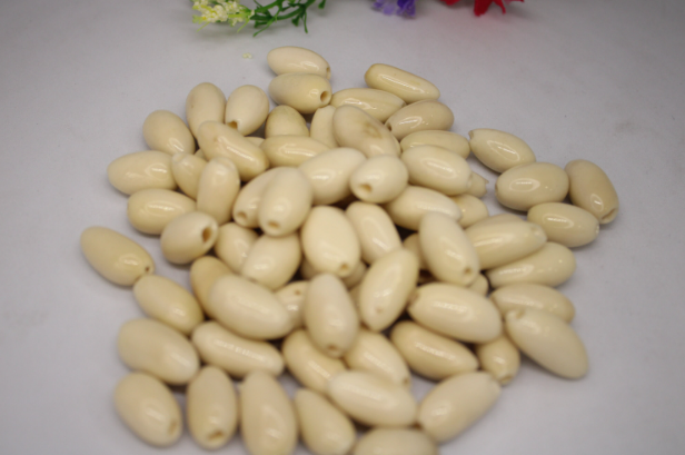 Beige Beads Made of camajuro Seeds from Colombia. Size: 2.5 x 1.5 cm. Approx. Drilled. Natural Beads. Pack of 50 Beads. TCBeige01