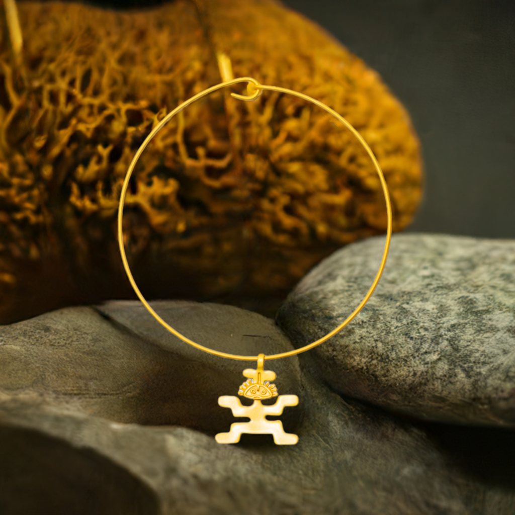 24K Gold Plated Pre-Columbian Muisca Anthropomorphic Charm Necklace.