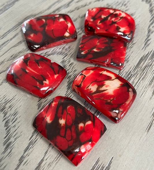 Tagua Rectangle Beads. 40 Multicolored Pieces.