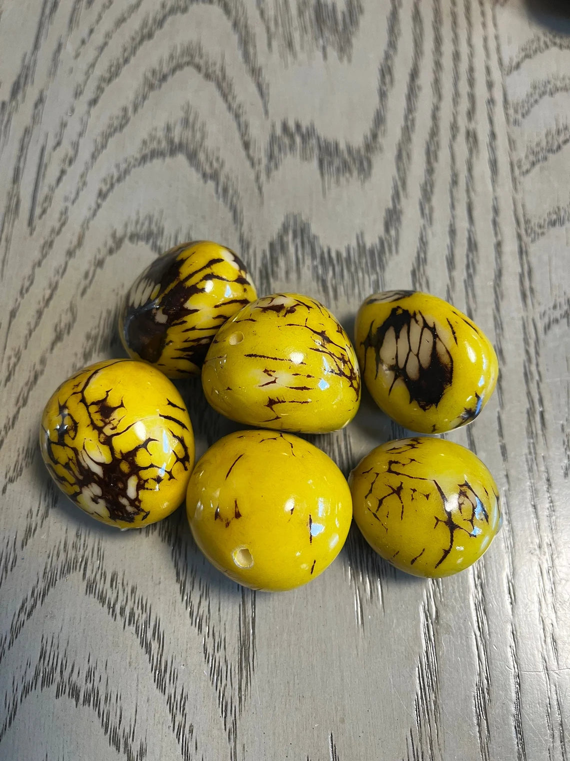 Tagua Whole Nut. 6 Yellow Pieces