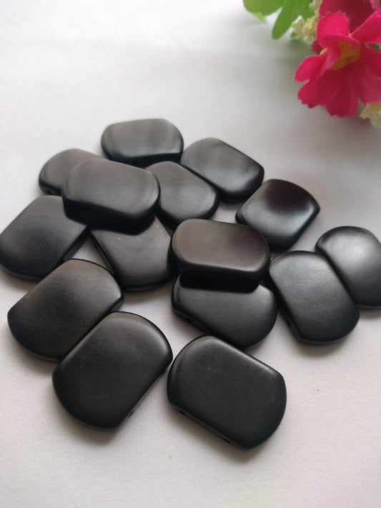 Tagua Curved Rectangle Beads. 20 Black Pieces
