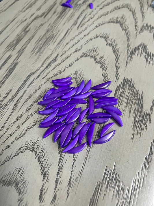 Tagua Crescent Moon Beads. 30 Purple Pieces