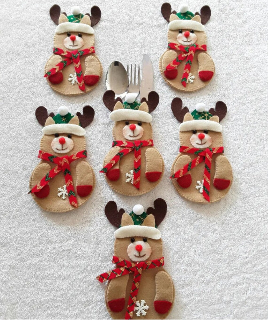 Rudolph Reindeer Christmas Silverware Bag.