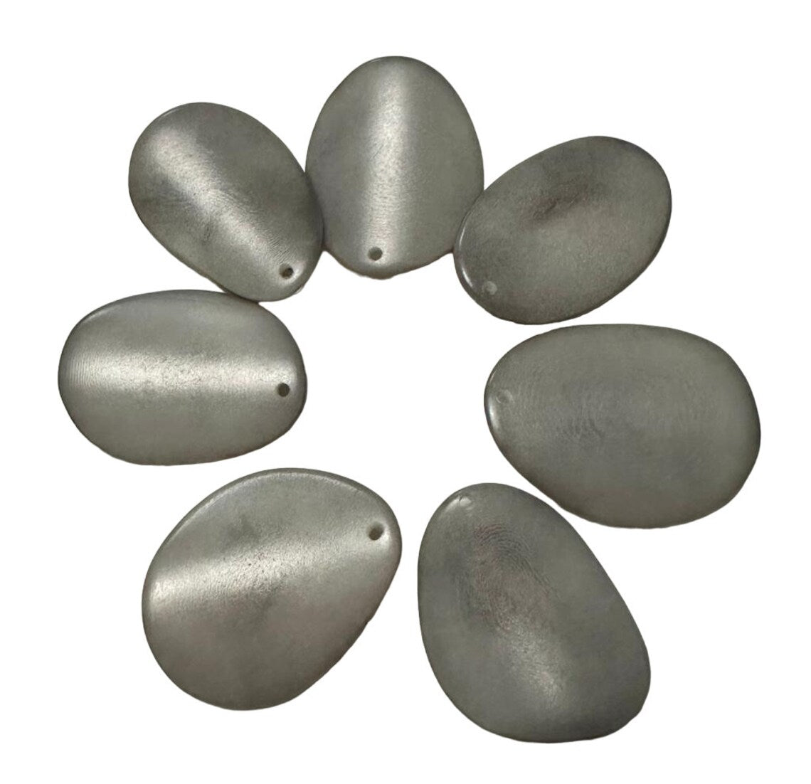 Tagua Chip Slices Beads. 30 Gray Pieces